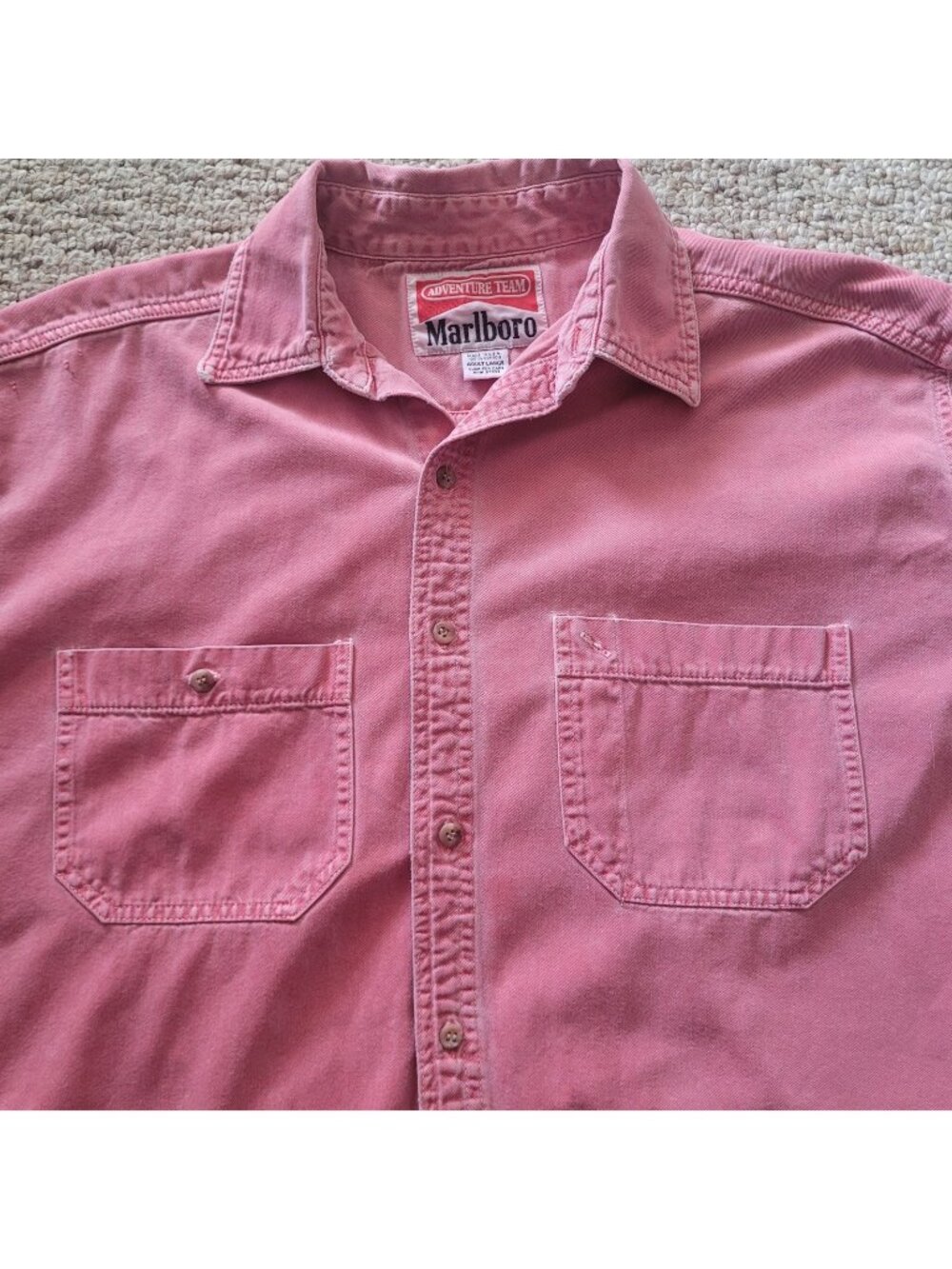 Vintage Marlboro Adventure Team Red Button Up Shirt Men’s Large Worn In Faded
